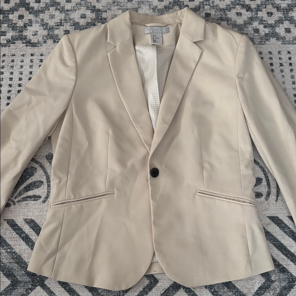 H&M Cream Blazer with Polka Dot Lining